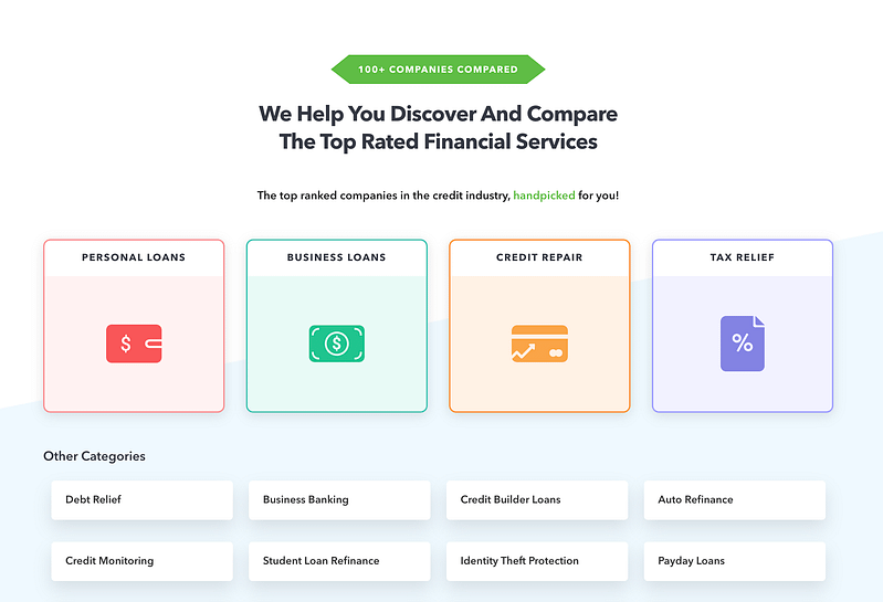 Debt Relief Company homepage